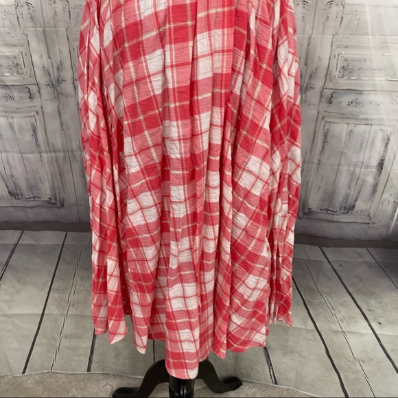 Calvin Klein Pink Plaid Button Down Sleeveless Dress Fit & Flare Cotton Swing - Picture 10 of 13